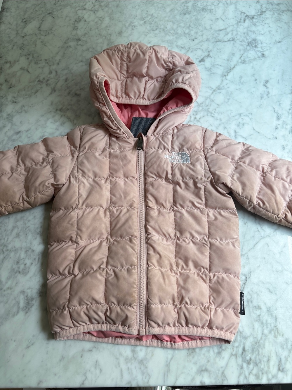 The North Face Girls' Pale Pink Quilted Hooded Puffer